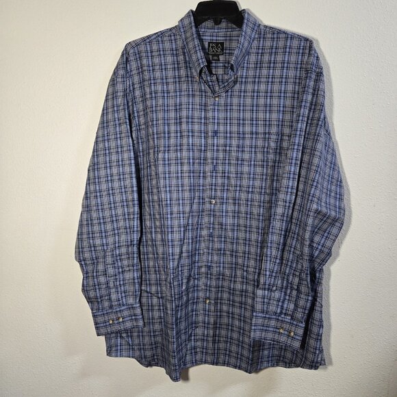 Jos.  A. Bank.  Sz XXL Men's Shirt Blue Plaid Button Up Long Sleeve - Picture 1 of 7